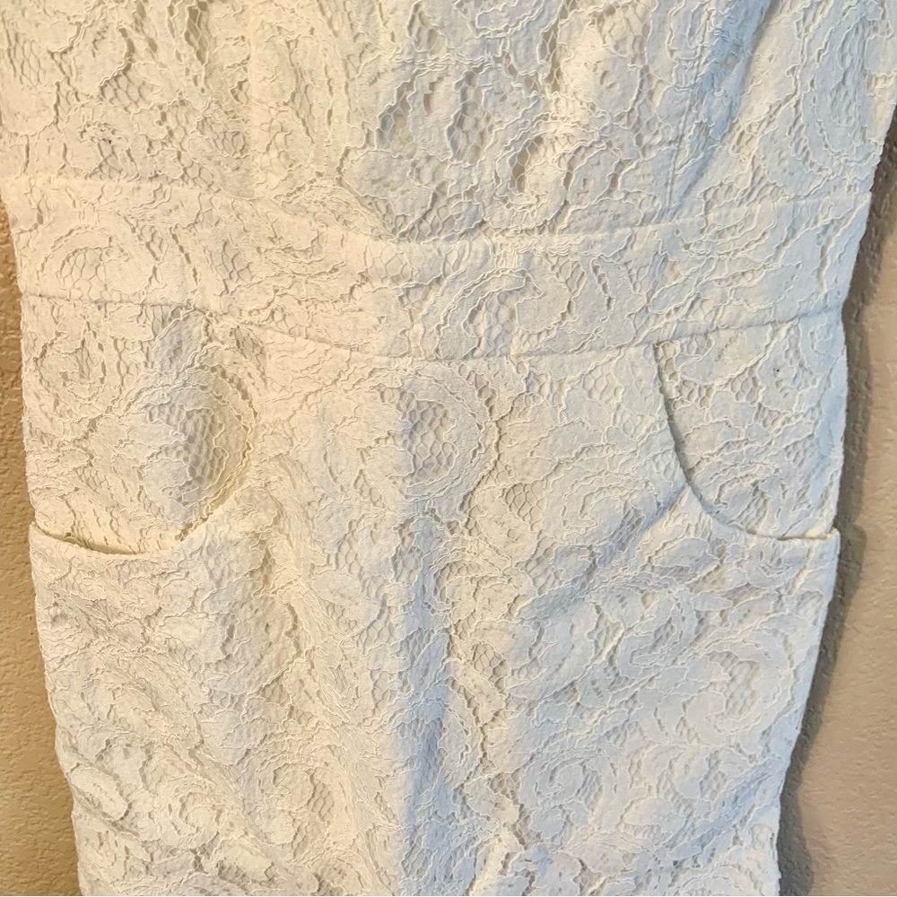 NEW Tart Lace Mini Dress White Small Sleeveless Front Pockets Back Zipper Boho - Picture 13 of 16